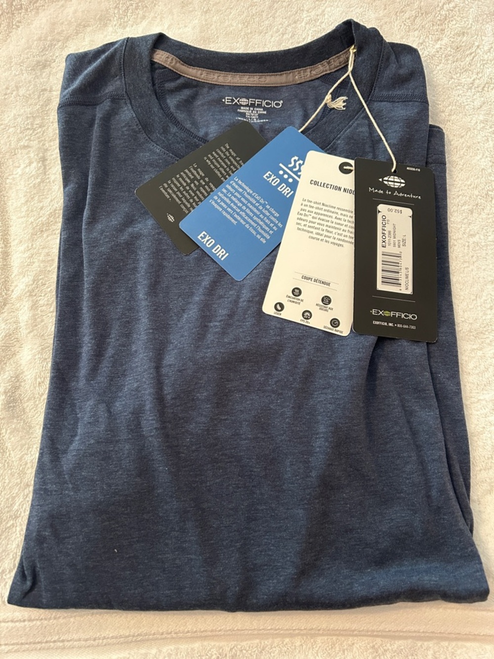 Exofficio Navy Heather Long Sleeve Travel Tee